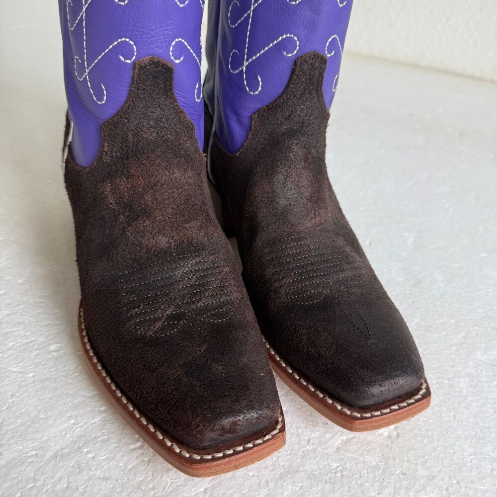 Justin Women's Hattie Square Toe Casual Boots Low Heel 1-2" Size 6B Royal Purple - Picture 3 of 14
